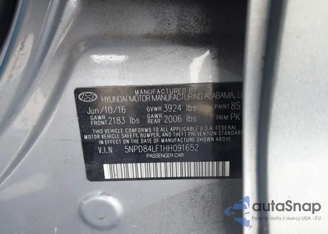 2017 Hyundai Elantra Se z USA, uszkodzony, nr VIN 5NPD84LF1HH091652